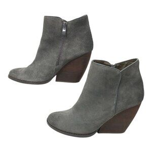 Very Volatile Whitby Ankle Boots Womens Size 10 Suede Leather Wedge Zip Gray